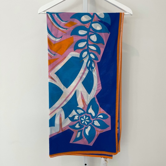 EMILIO PUCCI SAMOA AZURE COTTON-VOILE PAREO NWTS! - Picture 14 of 16